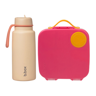 insulated flip top 1L bottle melon mist + lunchbox strawberry shake