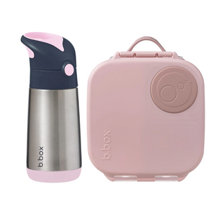 insulated drink bottle indigo rose + mini lunchbox blush crush