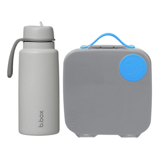 insulated flip top 1L bottle shadow + lunchbox blue slate