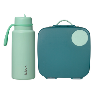 insulated flip top 1L bottle spearmint + lunchbox emerald forest