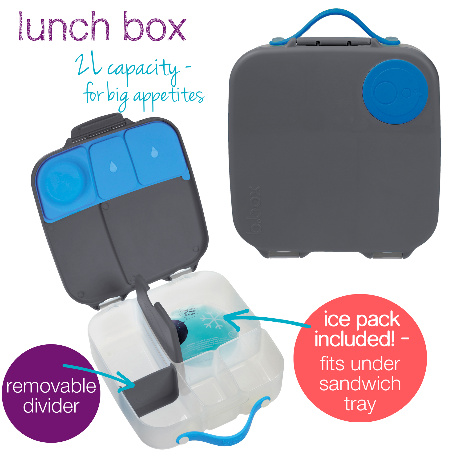 lunch time 3-pack - blue slate